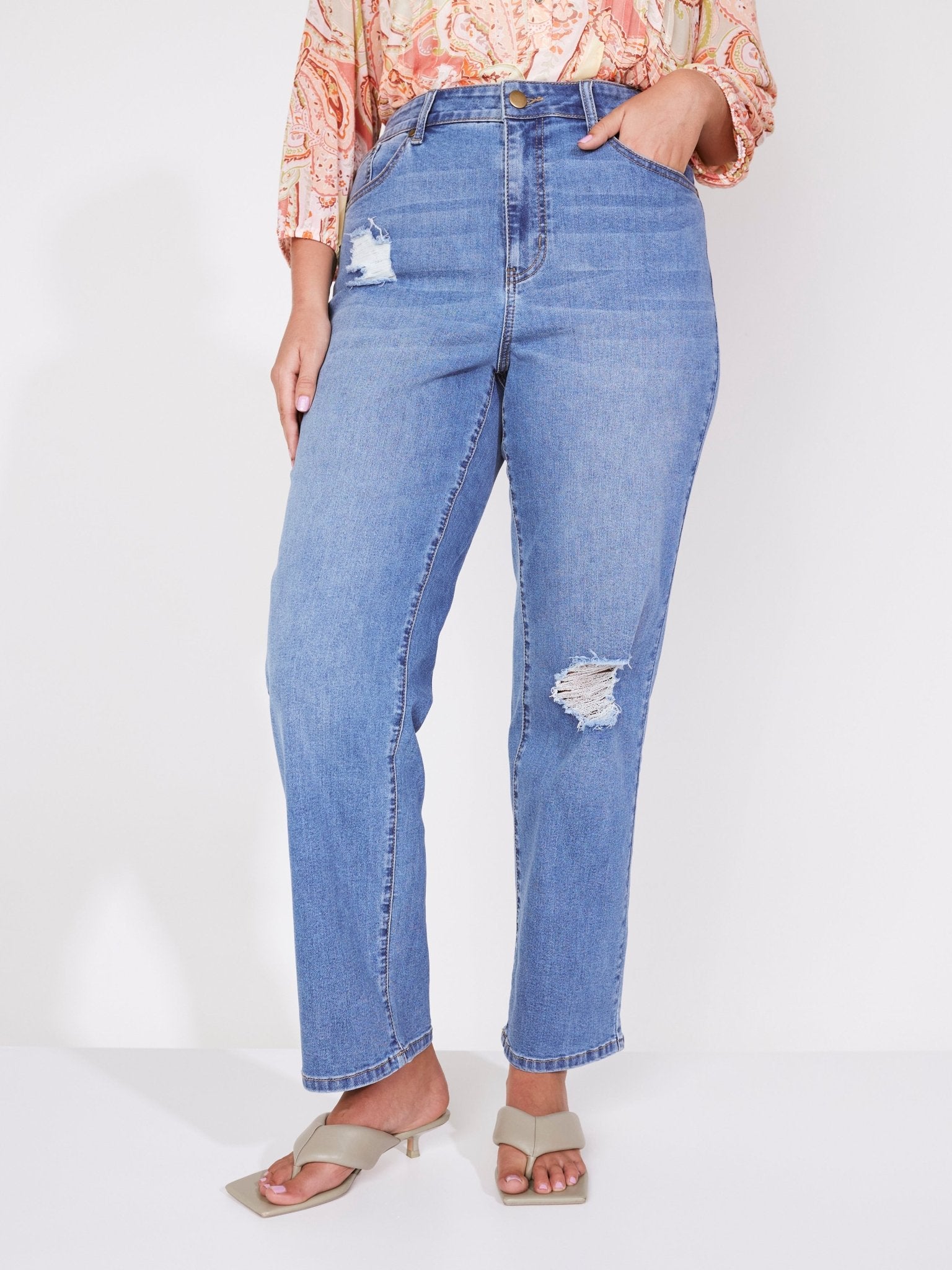 Westport Signature Straight Leg with Destruction - Plus - DressbarnClothing