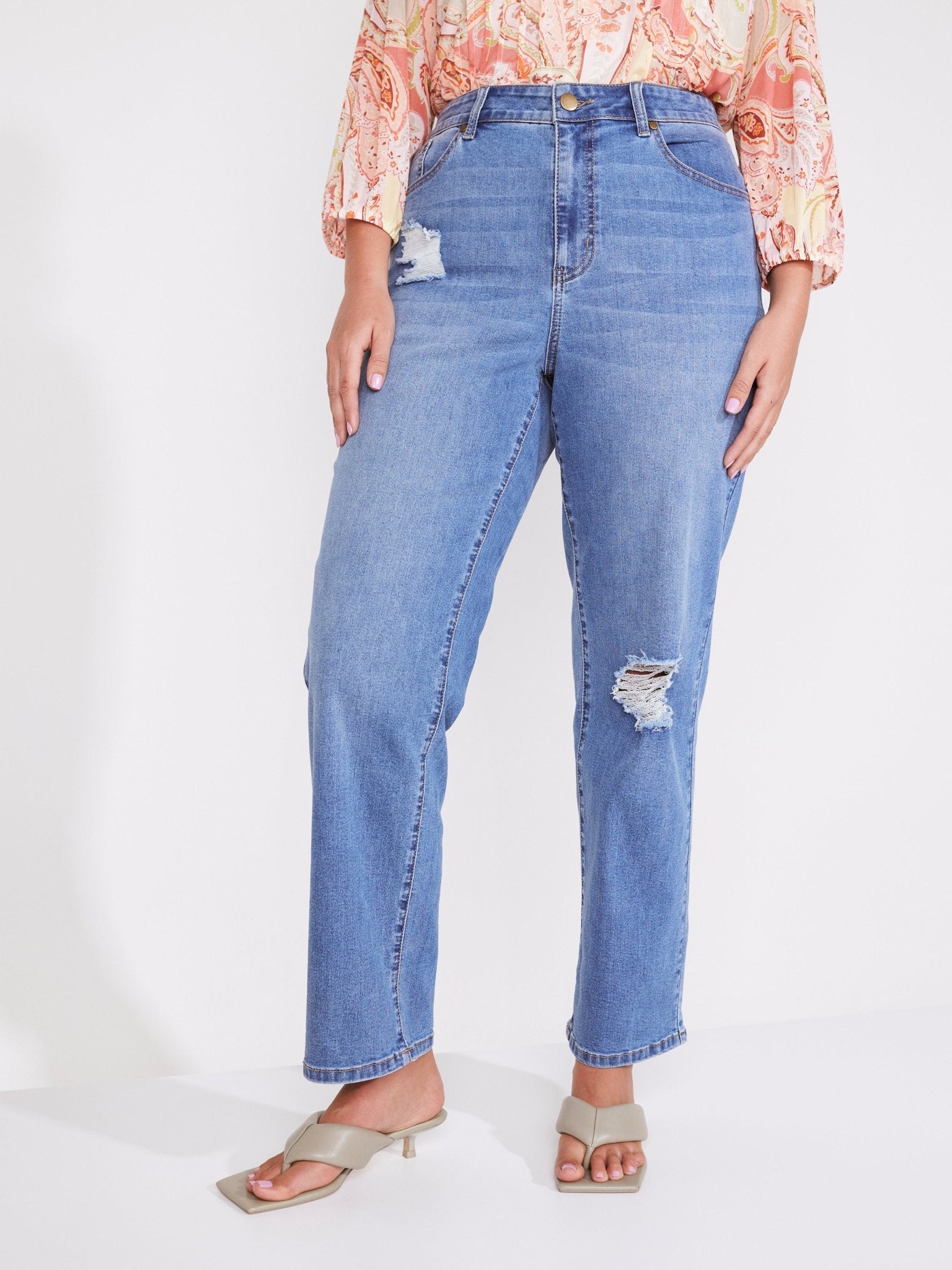Westport Signature Straight Leg with Destruction - Plus - DressbarnClothing