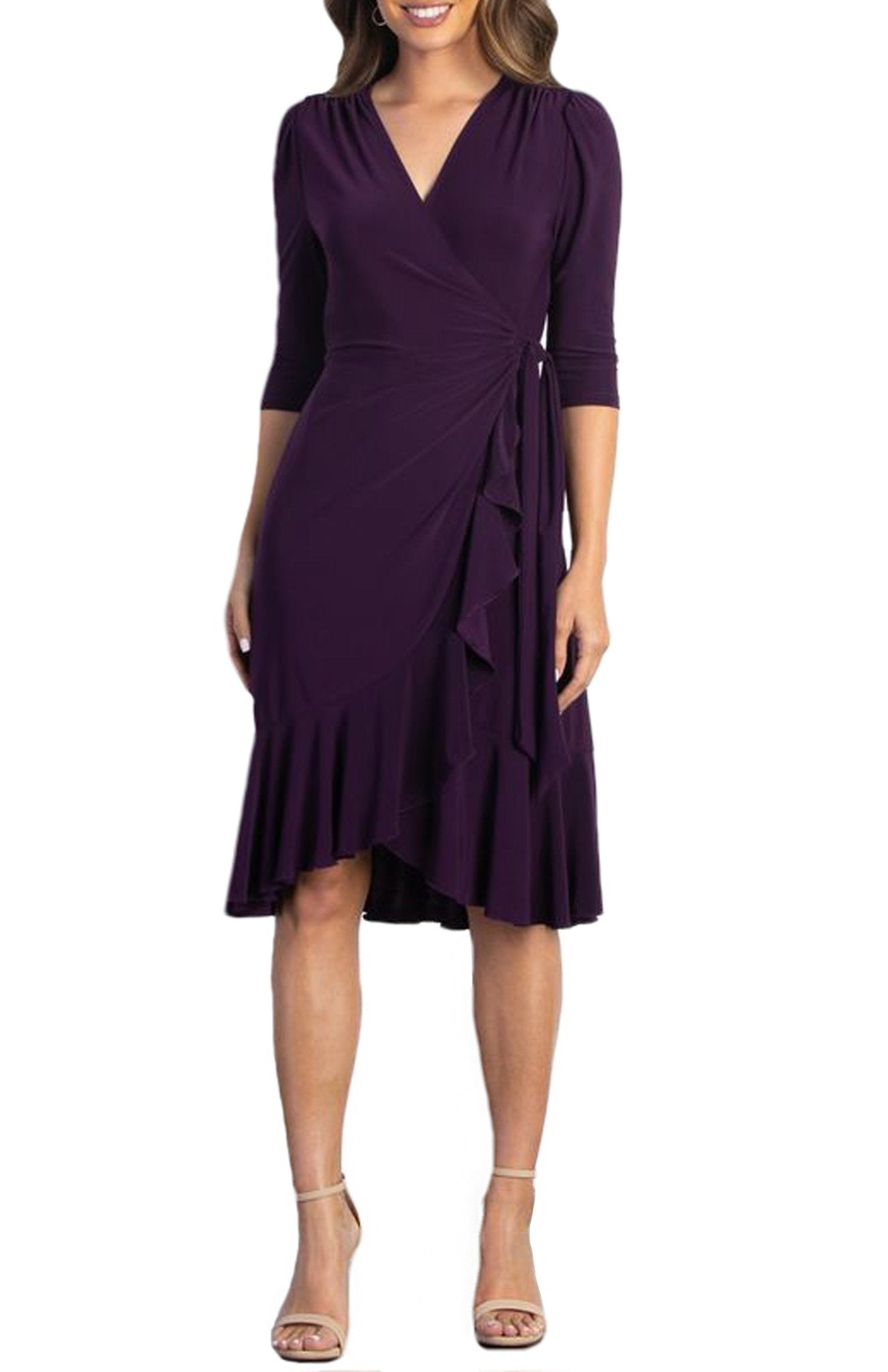 Kiyonna Women's Whimsy Ruffled Midi Wrap Dress