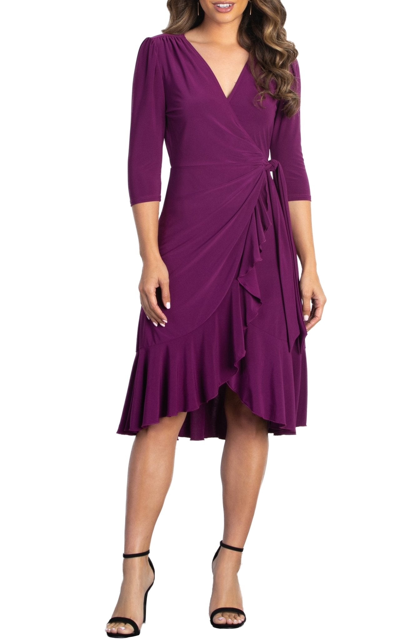 Kiyonna Women's Whimsy Ruffled Midi Wrap Dress