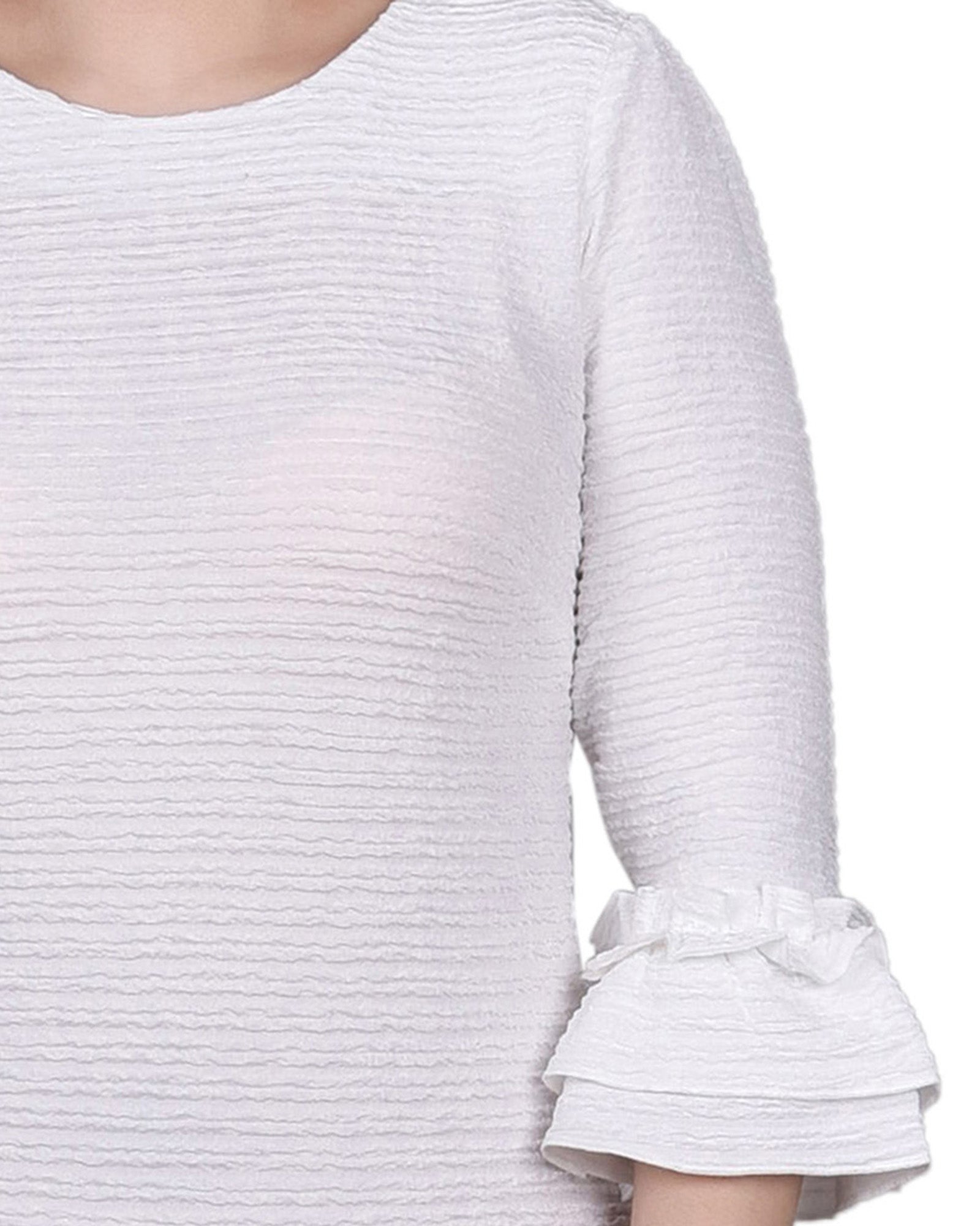 White 3/4 Sleeve Textured Knit Dress Dressbarn White 3/4 Sleeve Textured Knit Dress Dressbarn