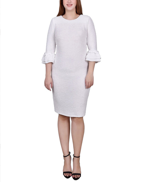 White 3/4 Sleeve Textured Knit Dress – Dressbarn