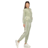 White Mark Women's 2-Piece Velour with Faux Leather Stripe - DressbarnOutfit Sets