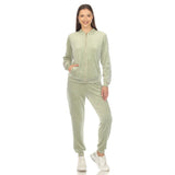 White Mark Women's 2-Piece Velour with Faux Leather Stripe - DressbarnOutfit Sets