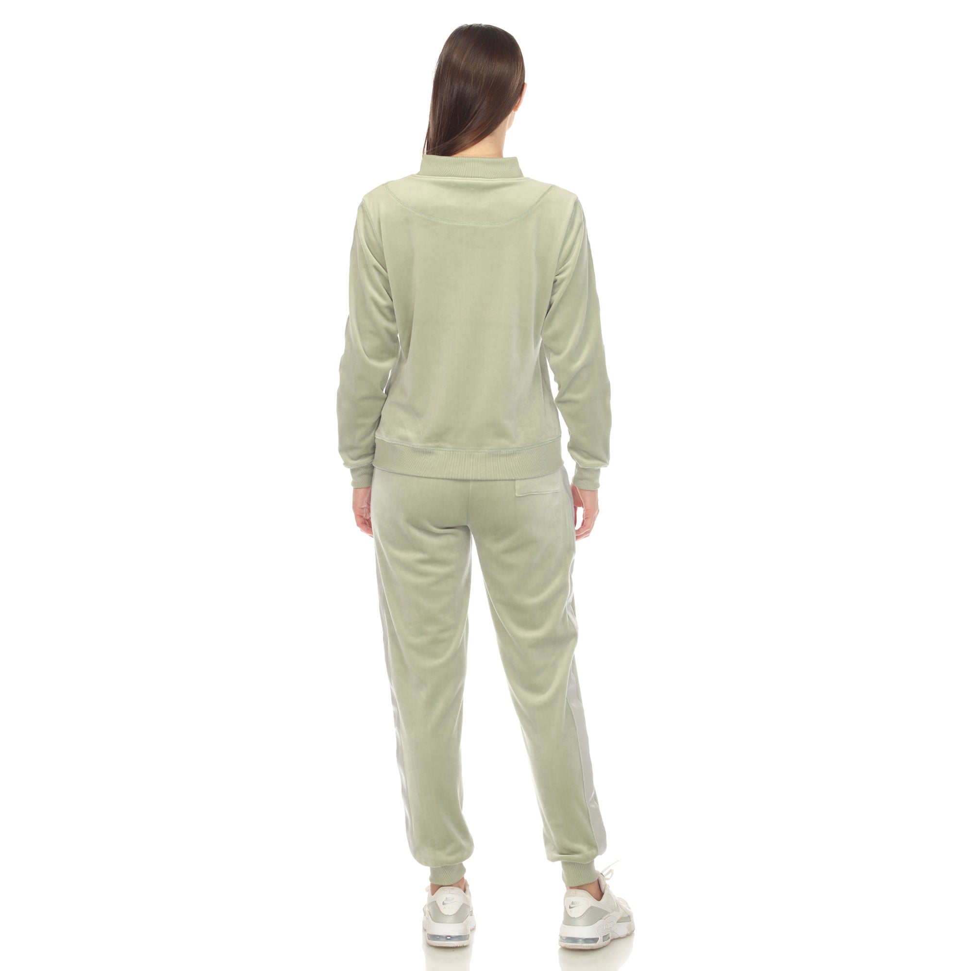 White Mark Women's 2-Piece Velour with Faux Leather Stripe - DressbarnOutfit Sets