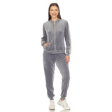 White Mark Women's 2-Piece Velour with Faux Leather Stripe - DressbarnOutfit Sets