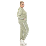 White Mark Women's 2-Piece Velour with Faux Leather Stripe - Plus - DressbarnOutfit Sets
