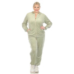 White Mark Women's 2-Piece Velour with Faux Leather Stripe - Plus - DressbarnOutfit Sets