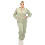 White Mark Women's 2-Piece Velour with Faux Leather Stripe - Plus - DressbarnOutfit Sets