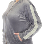 White Mark Women's 2-Piece Velour with Faux Leather Stripe - Plus - DressbarnOutfit Sets