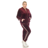 White Mark Women's 2-Piece Velour with Faux Leather Stripe - Plus - DressbarnOutfit Sets