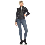 Women's Classic Biker Faux Leather Jacket - DressbarnCoats & Jackets