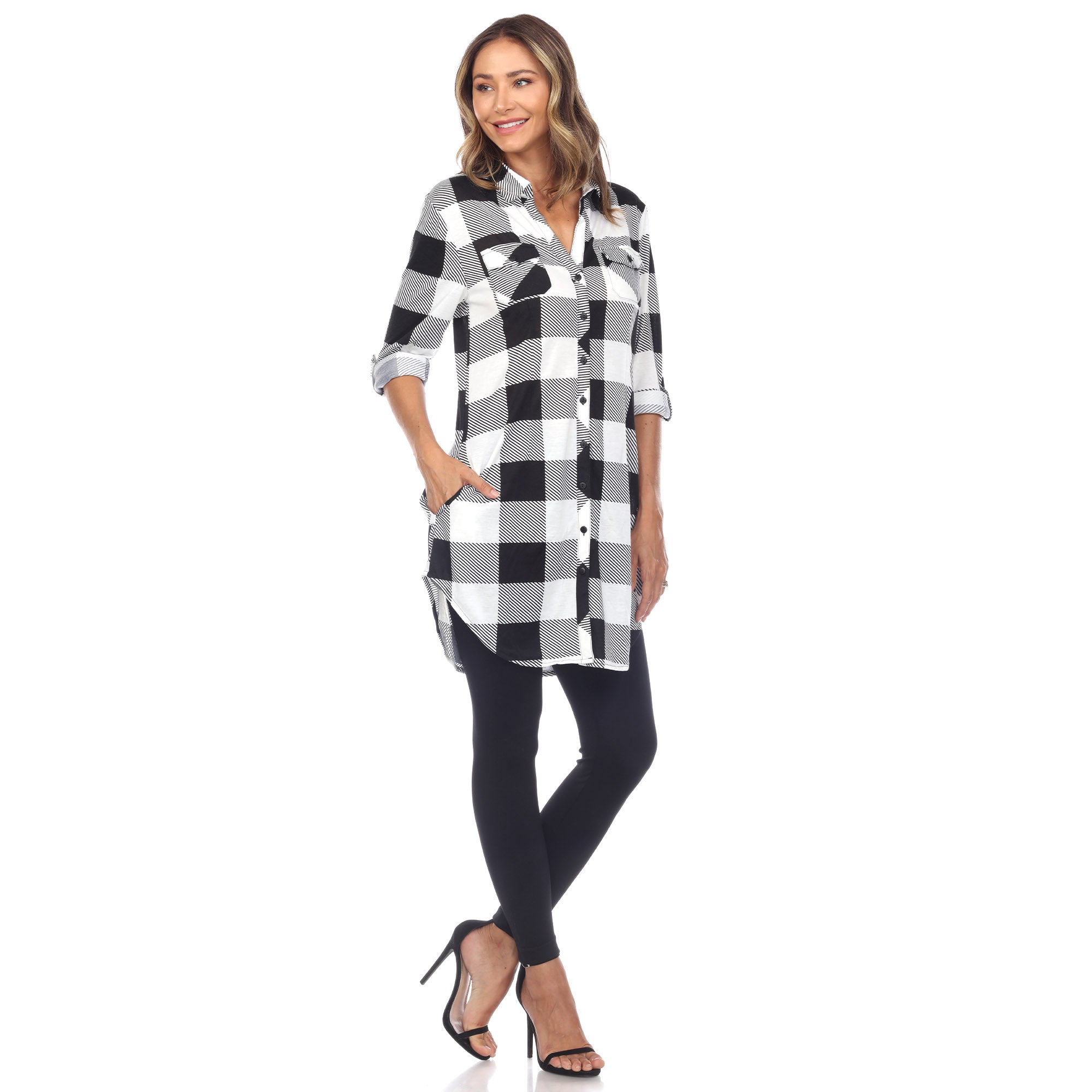 Women's Classic Plaid Tunic Shirt - DressbarnShirts & Blouses