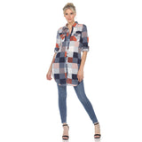 Women's Classic Plaid Tunic Shirt - DressbarnShirts & Blouses