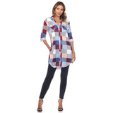 Women's Classic Plaid Tunic Shirt - DressbarnShirts & Blouses