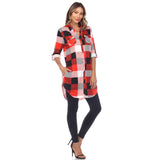 Women's Classic Plaid Tunic Shirt - DressbarnShirts & Blouses