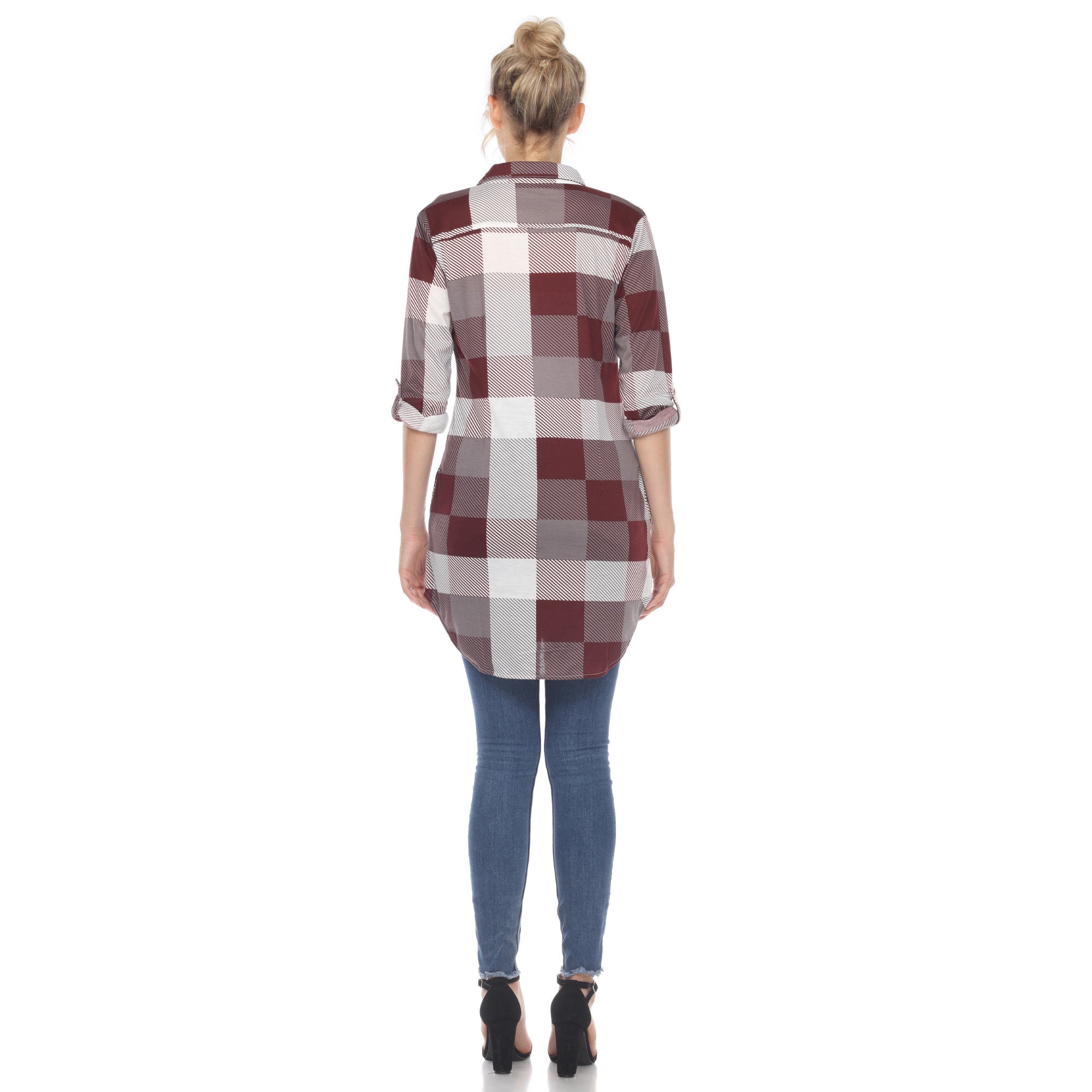 Women's Classic Plaid Tunic Shirt - DressbarnShirts & Blouses