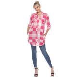 Women's Classic Plaid Tunic Shirt - DressbarnShirts & Blouses