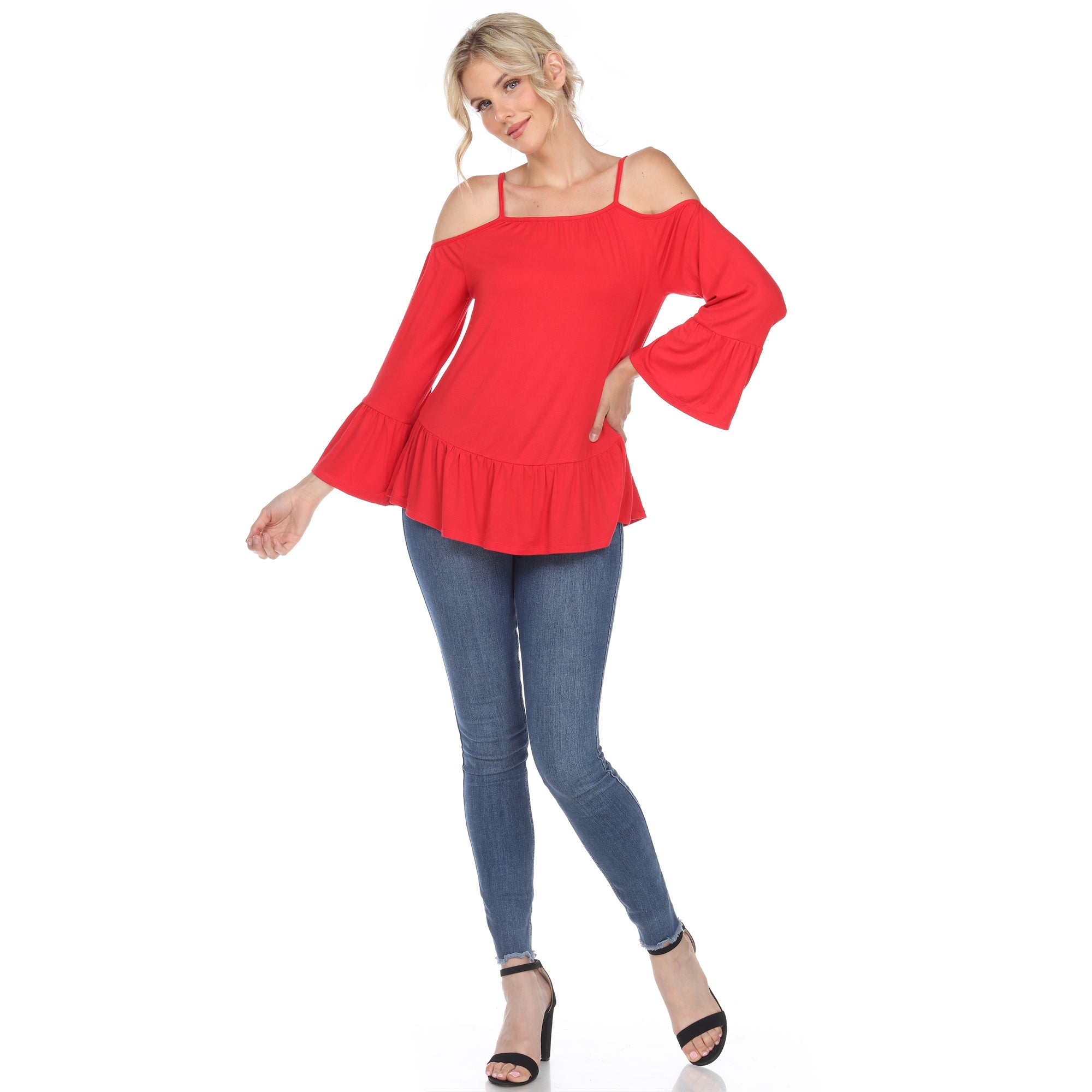 Women's Cold Shoulder Ruffle Sleeve Top - DressbarnShirts & Blouses