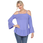 Women's Cold Shoulder Ruffle Sleeve Top - DressbarnShirts & Blouses