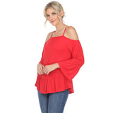 Women's Cold Shoulder Ruffle Sleeve Top - DressbarnShirts & Blouses