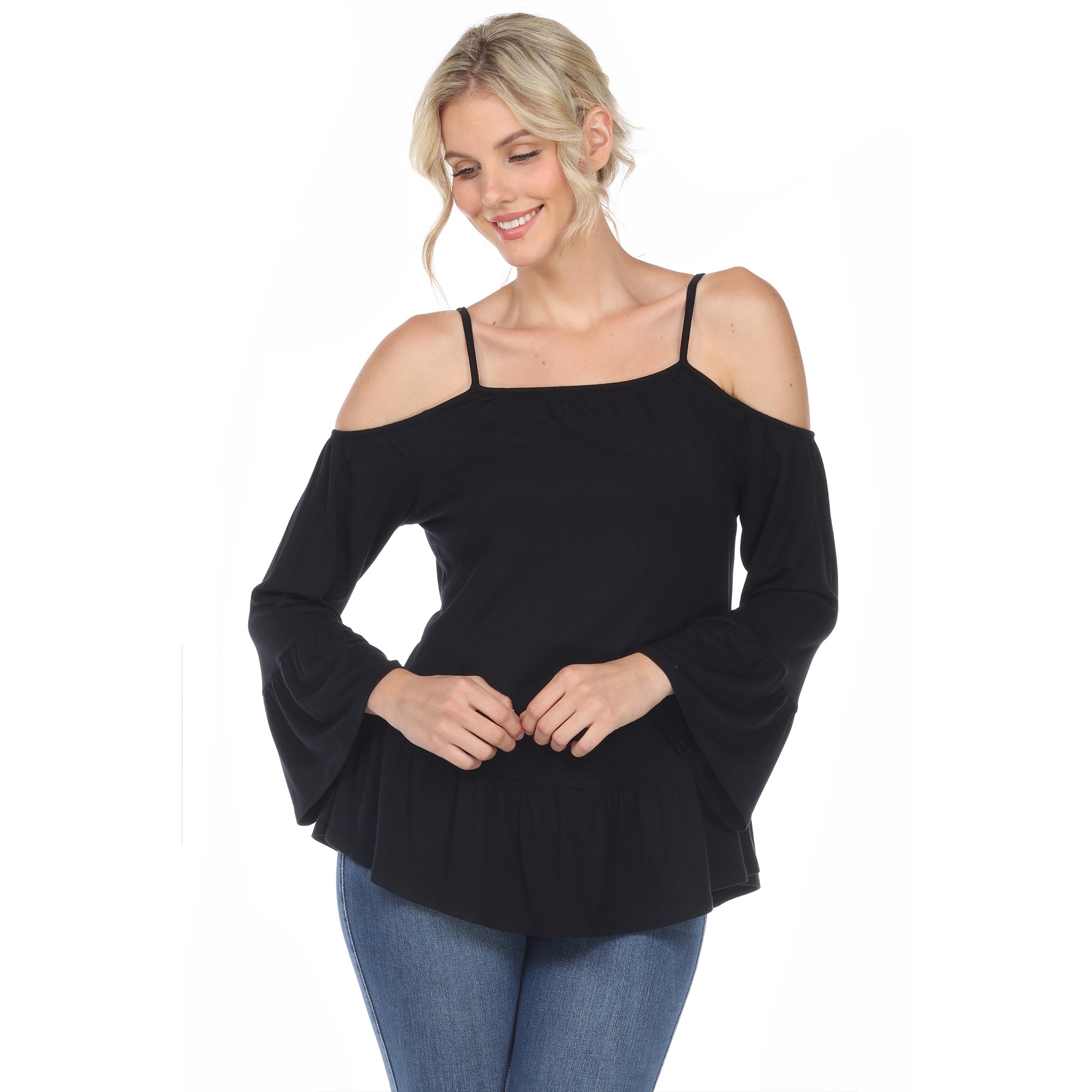 Women's Cold Shoulder Ruffle Sleeve Top - DressbarnShirts & Blouses