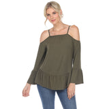 Women's Cold Shoulder Ruffle Sleeve Top - DressbarnShirts & Blouses