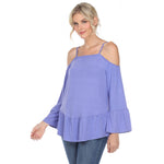 Women's Cold Shoulder Ruffle Sleeve Top - DressbarnShirts & Blouses