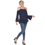 Women's Cold Shoulder Ruffle Sleeve Top - DressbarnShirts & Blouses