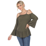 Women's Cold Shoulder Ruffle Sleeve Top - DressbarnShirts & Blouses