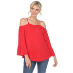 Women's Cold Shoulder Ruffle Sleeve Top - DressbarnShirts & Blouses