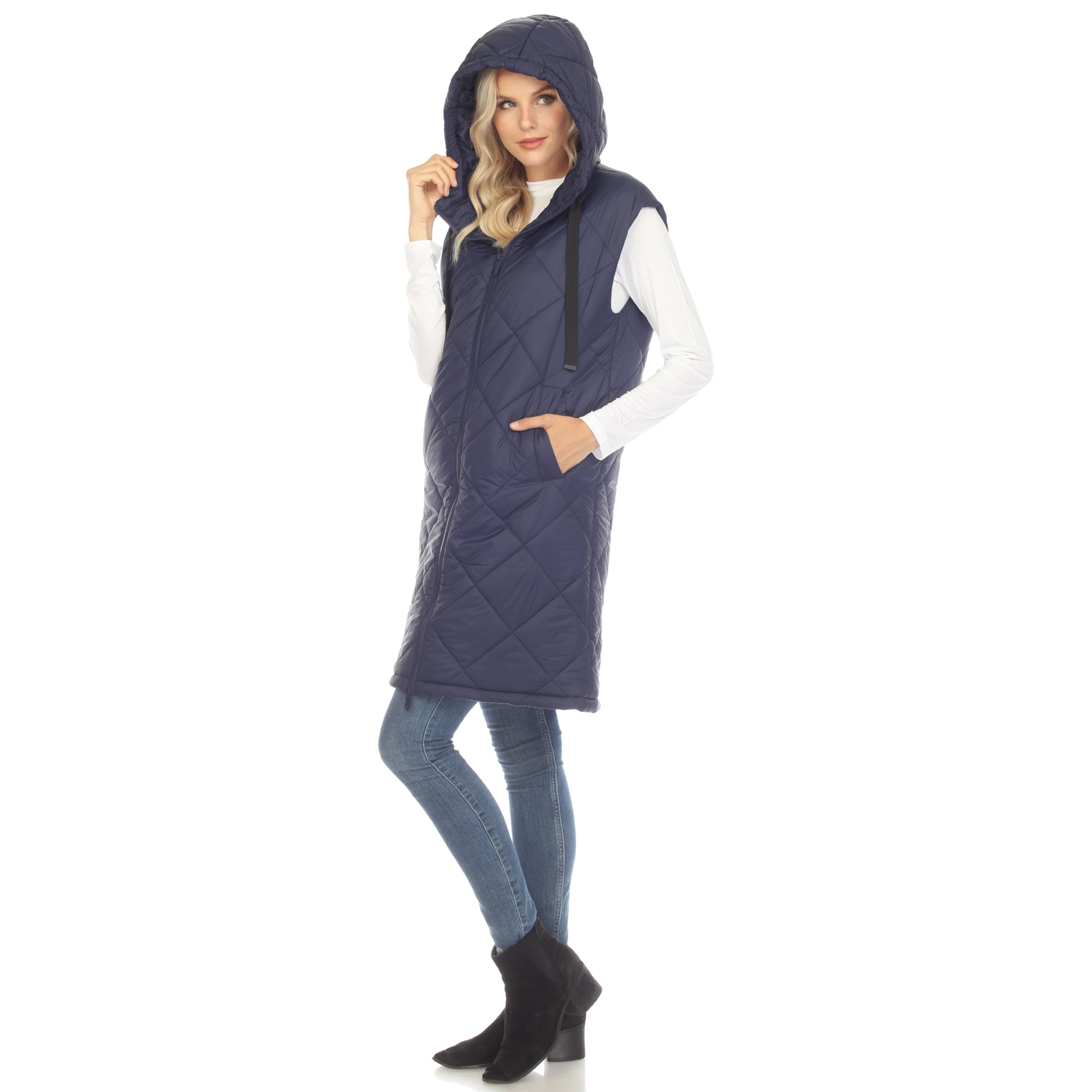 Women's Diamond Quilted Hooded Puffer Vest - DressbarnVests