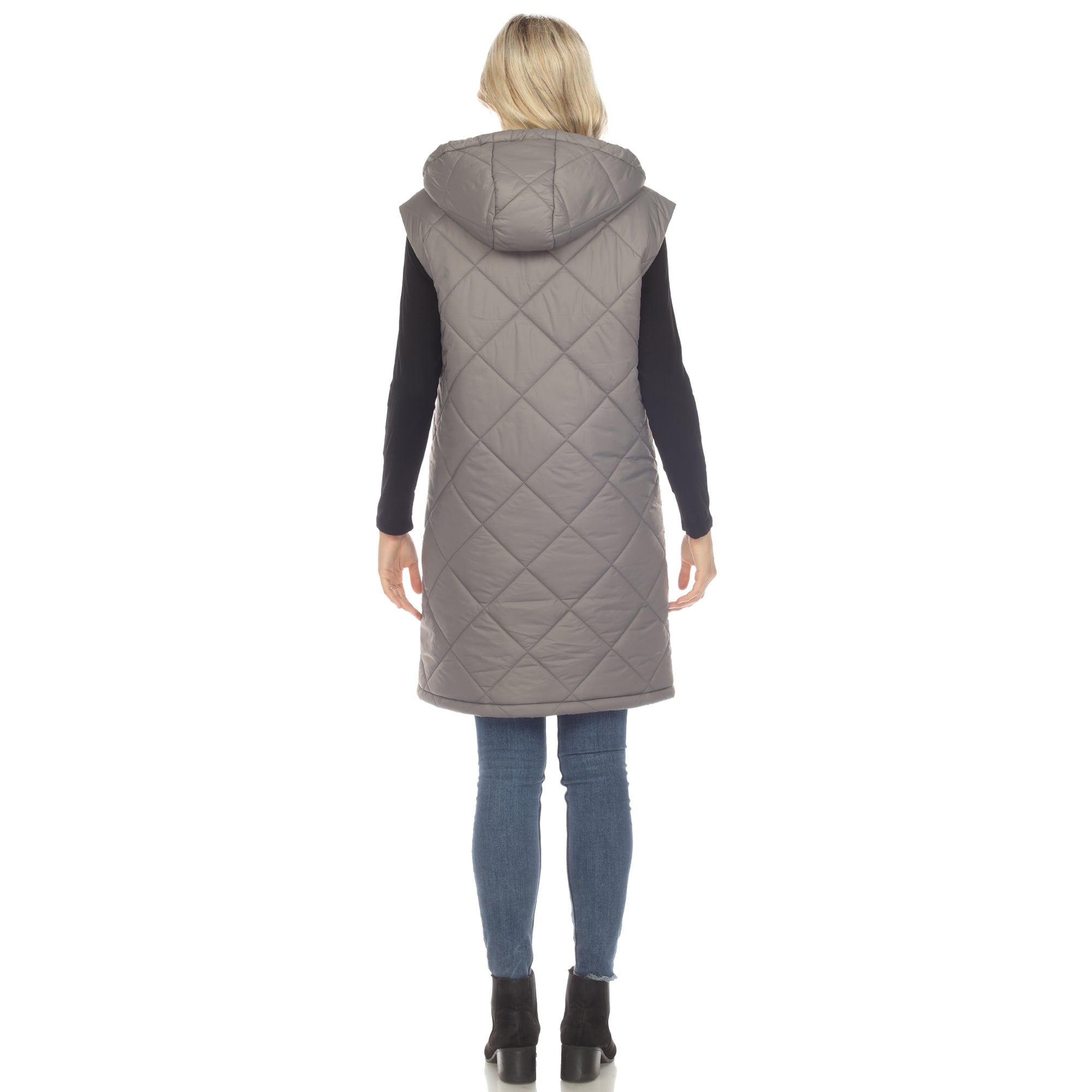 Women's Diamond Quilted Hooded Puffer Vest - DressbarnVests