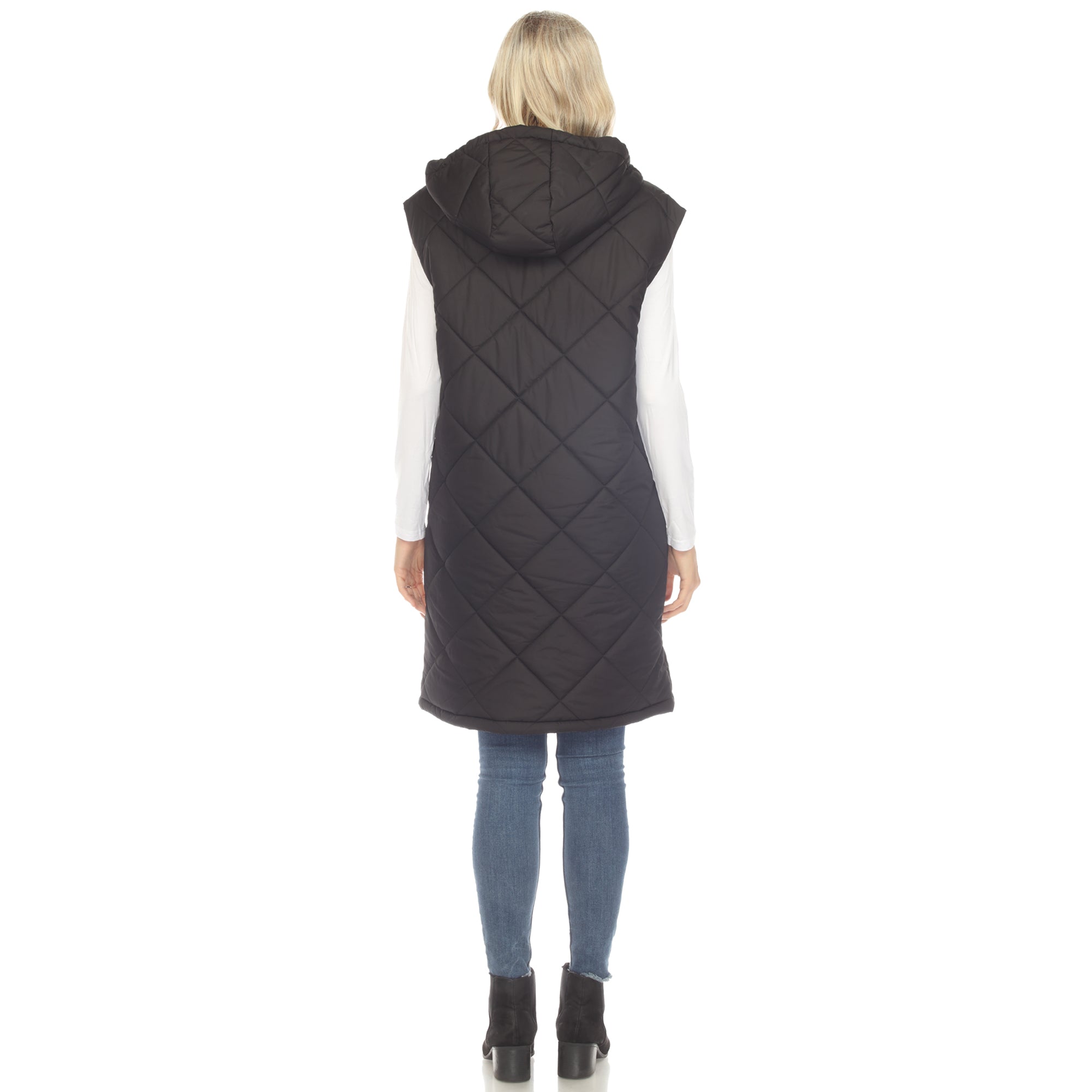 Women's Diamond Quilted Hooded Puffer Vest - DressbarnVests