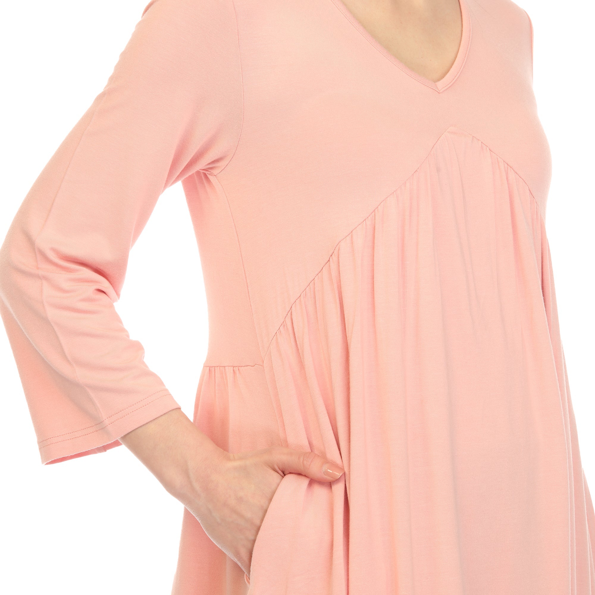 White Mark Women's Empire Waist V-Neck Tunic Top - White - L White Mark Women's Empire Waist V-Neck Tunic Top - White - L