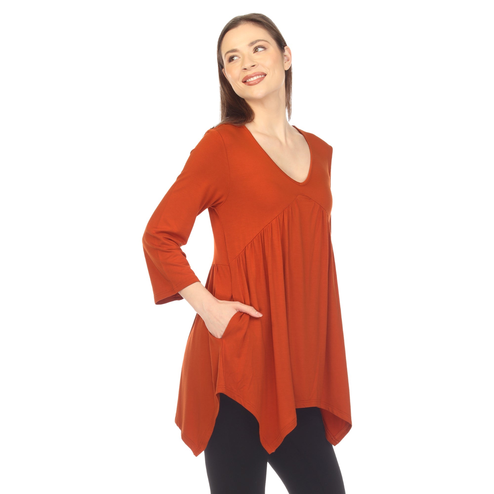 Women's Empire Waist V-Neck Tunic Top - DressbarnShirts & Blouses