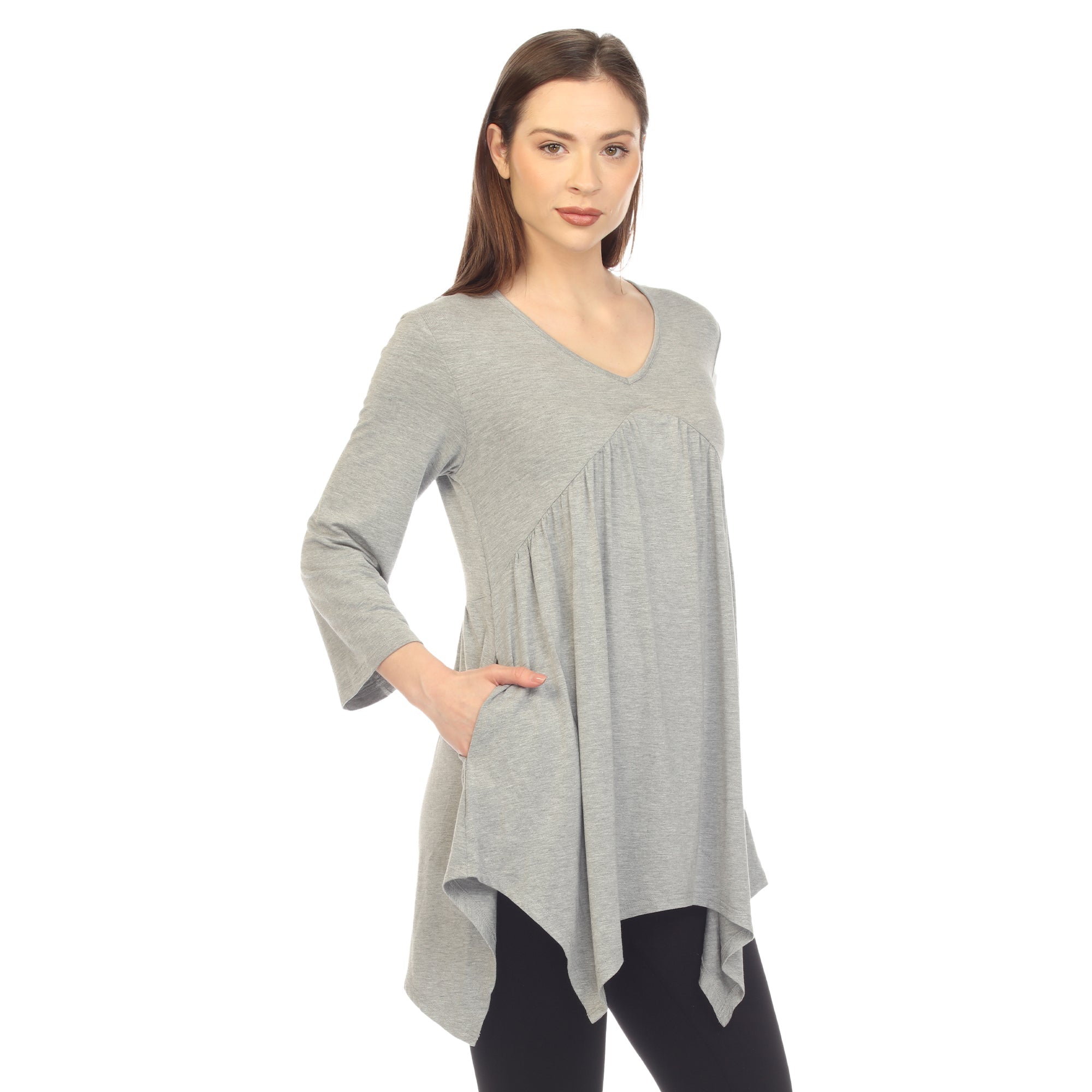 Women's Empire Waist V-Neck Tunic Top - DressbarnShirts & Blouses