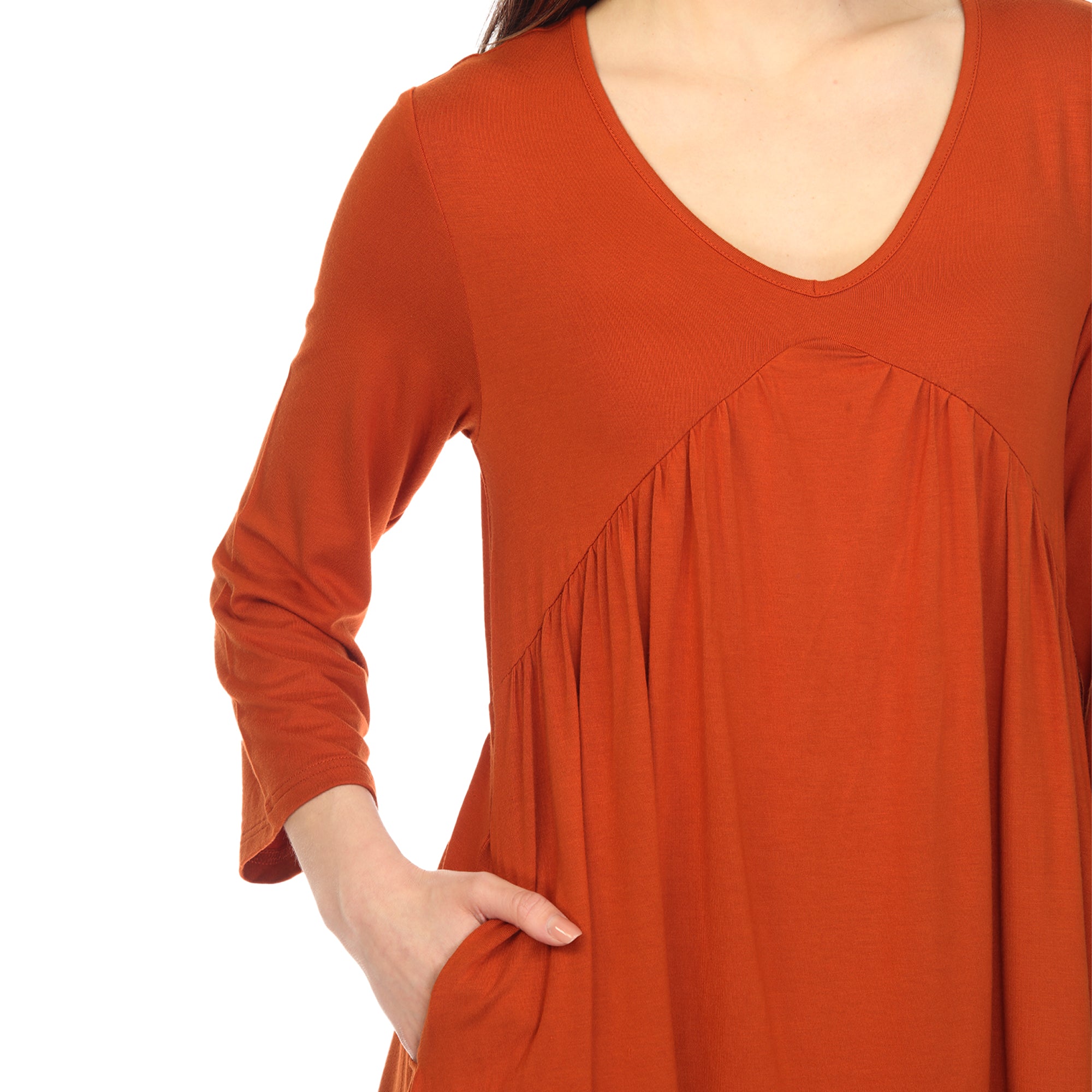 Women's Empire Waist V-Neck Tunic Top - DressbarnShirts & Blouses