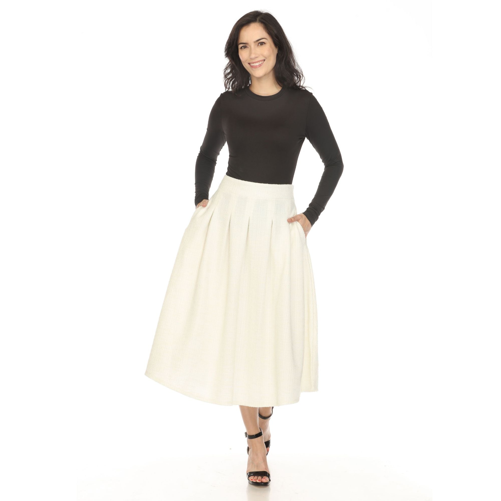 White Mark Women's Flared Tweed Skirt White Mark Women's Flared Tweed Skirt