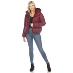 Women's Full Front Zip Hooded Bomber Puffer Jacket - DressbarnCoats & Jackets