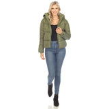 Women's Full Front Zip Hooded Bomber Puffer Jacket - DressbarnCoats & Jackets