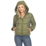 Women's Full Front Zip Hooded Bomber Puffer Jacket - DressbarnCoats & Jackets