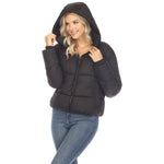 Women's Full Front Zip Hooded Bomber Puffer Jacket - DressbarnCoats & Jackets