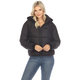 Women's Full Front Zip Hooded Bomber Puffer Jacket - DressbarnCoats & Jackets