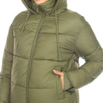 Women's Full Front Zip Hooded Bomber Puffer Jacket - DressbarnCoats & Jackets