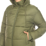 Women's Full Front Zip Hooded Bomber Puffer Jacket - DressbarnCoats & Jackets