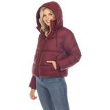 Women's Full Front Zip Hooded Bomber Puffer Jacket - DressbarnCoats & Jackets