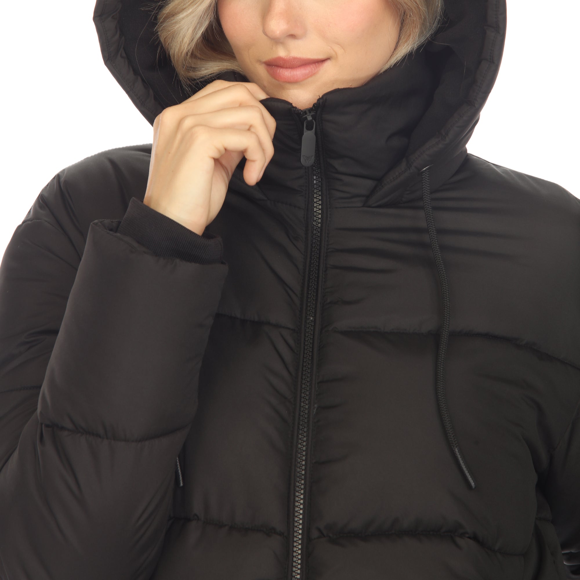 Women's Full Front Zip Hooded Bomber Puffer Jacket - DressbarnCoats & Jackets