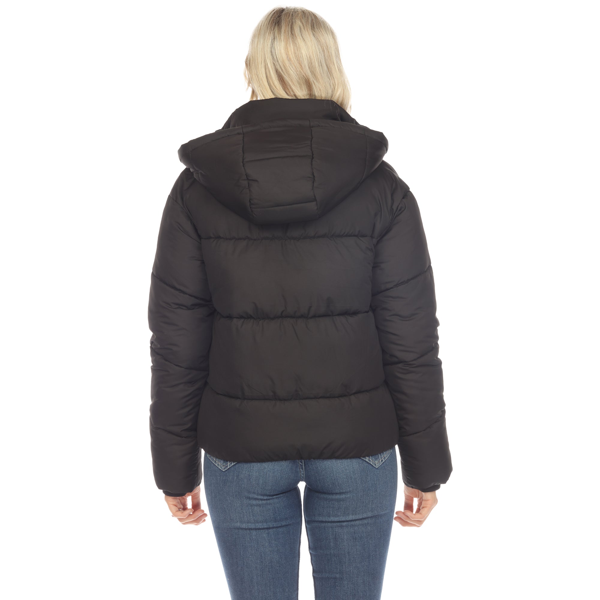 Women's Full Front Zip Hooded Bomber Puffer Jacket - DressbarnCoats & Jackets