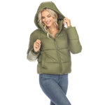 Women's Full Front Zip Hooded Bomber Puffer Jacket - DressbarnCoats & Jackets